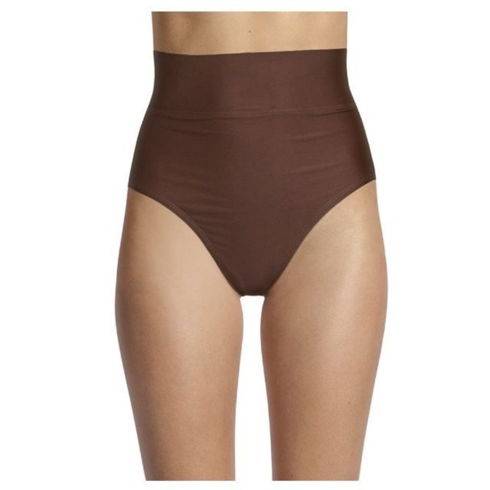 NEW Time & Tru Brown High Waist Fold Over Swim Bikini Bottom Plus sz 1X‎ 16W-18W